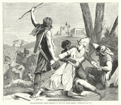 Pharaon-Hophra fait prisonnier dans la guerre avec Amasis, Jérémie XLIV, 30 (gravure) - English School