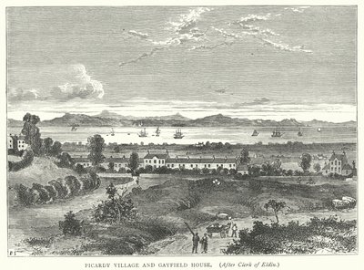 Village de Picardie et maison Gayfield (gravure) - English School