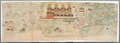 Carte illustrée du Tibet central en 7 sections - English School