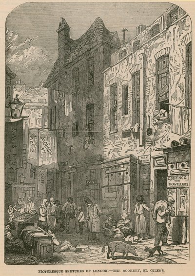 Croquis pittoresques de Londres - The Rookery, St Giless - English School