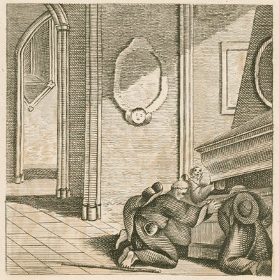 Pèlerins au tombeau de Thomas Becket, cathédrale de Canterbury, Kent (gravure) - English School