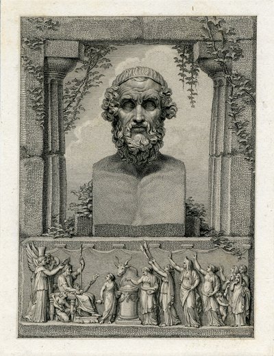 Pindare, poète lyrique grec ancien (vers 522-433 av. J.-C.) (gravure) - English School