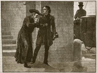 Pie IX quittant le Vatican déguisé, 1848 (illustration de Cassells Illustrated History of England) - English School