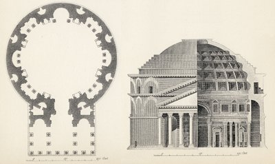 Plan et élévation du Panthéon à Rome, de L