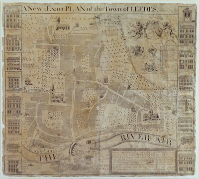 Plan de Leeds, levé par John Cossins, vers 1730 - English School