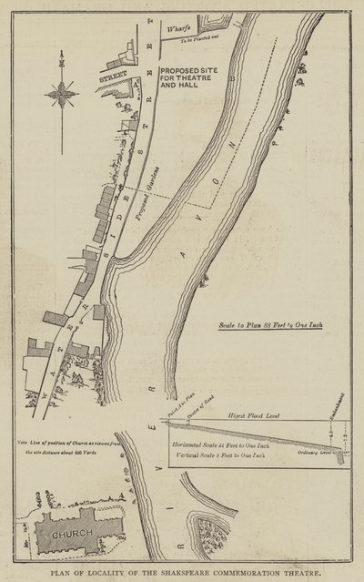 Plan de la localité du théâtre de la commémoration de Shakespeare - English School