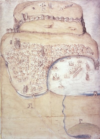 Plan de Scarborough et de ses défenses, vers 1540 - English School