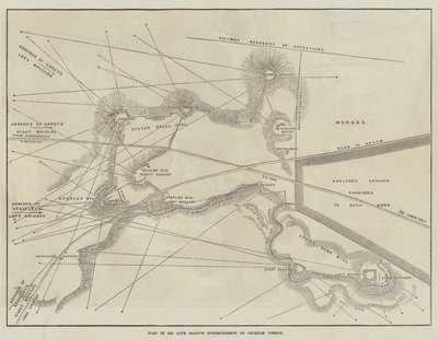 Plan des retranchements de Sir Hope Grant sur Chobham Common (gravure) - English School