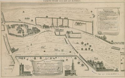 Plan des banlieues nord-ouest de Londres autour de St Giles in the Fields - English School