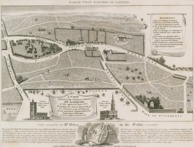 Plan des banlieues nord-ouest de Londres autour de St Giles in the Fields - English School