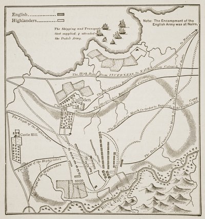 Plan de la bataille de Culloden, 16 avril 1746 - English School