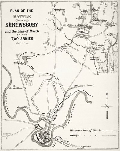 Plan de la Bataille de Shrewsbury, 21 juillet 1403, de 
