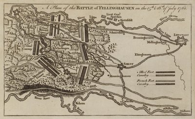 Plan de la bataille de Villinghausen, Allemagne, guerre de Sept Ans, 15-16 juillet 1761 - English School