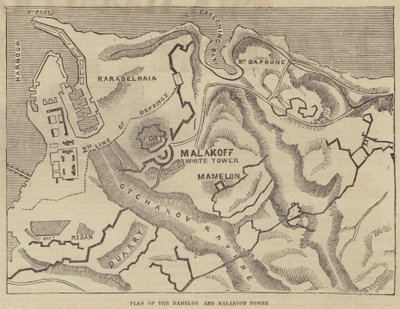 Plan du Mamelon et de la tour Malakoff (gravure) - English School