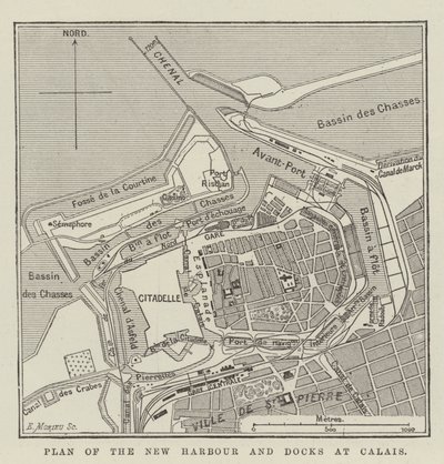 Plan du nouveau port et des docks à Calais (gravure) - English School
