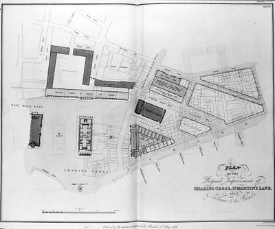 Plan des améliorations proposées à Charing Cross, St. Martins Lane et l