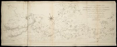Plan du canal navigable proposé entre la rivière Kennet à Newbury dans le Berks et la rivière Avon dans le Somerset : où une communication navigable sera ouverte entre Londres et Bristol [aussi] Wilts & Berks & Somerset Coal Canals / Arpenté par John Renni - English School