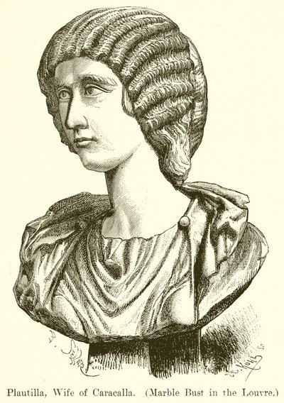 Plautilla, épouse de Caracalla. (Buste en marbre au Louvre) (gravure) - English School
