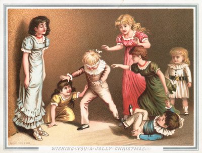 Jouer à colin-maillard, carte de Noël - English School