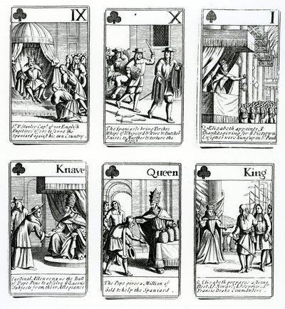 Cartes à jouer représentant les événements de l