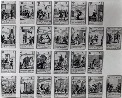 Cartes à jouer représentant des épisodes de la Glorieuse Révolution de 1688-89, vers 1689 - English School