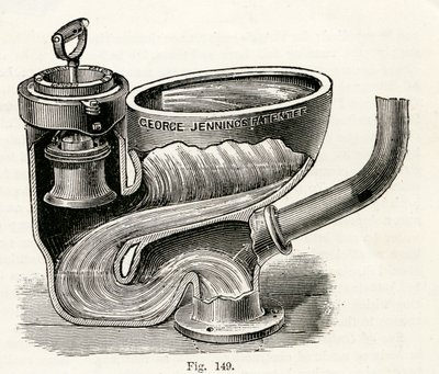 Closet à valve plongeante, avec poignée levée, 1870 - English School