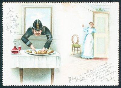 Policier et servante, Carte de Noël - English School