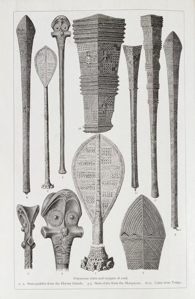 Massues polynésiennes et insignes de rang, de 