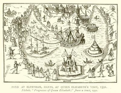 Étang à Elvetham, Hants, lors de la visite de la reine Élisabeth, 1591 - English School