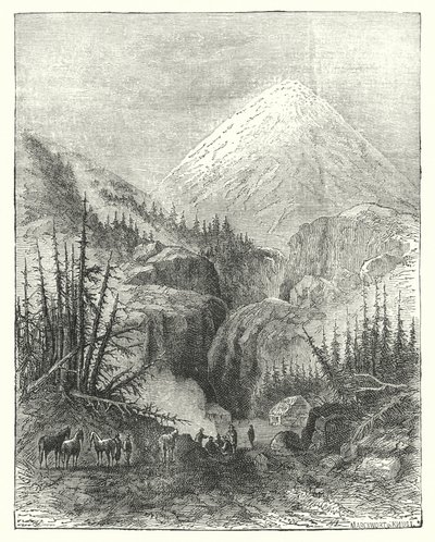 Popocatépetl, la montagne fumante (gravure) - English School