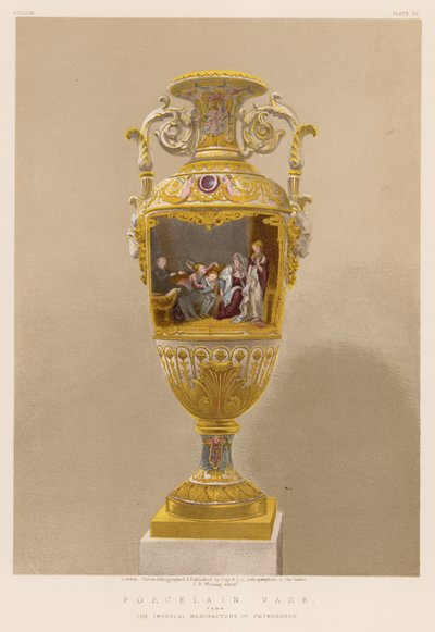 Vase en porcelaine de la Manufacture impériale de Saint-Pétersbourg (chromolitho) - English School