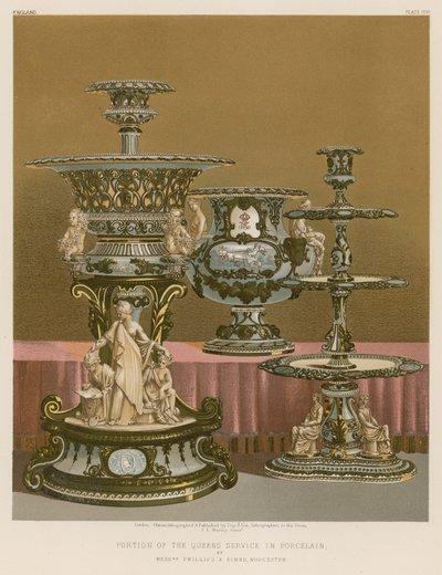 Partie du service de la reine en porcelaine par Messrs Phillips et Binns, Worcester - English School