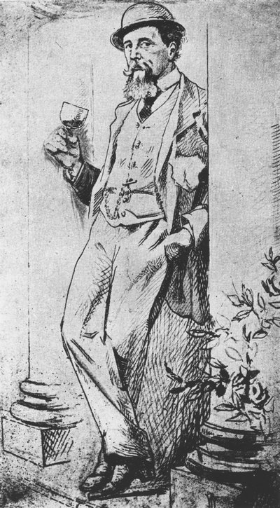 Portrait de Charles Dickens (1812-70), de Drinking with Dickens écrit par Cedric Charles Dickens - English School