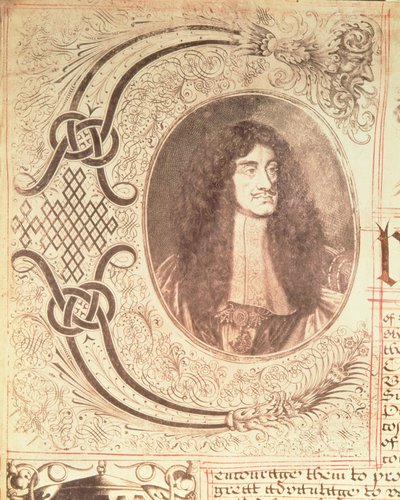 Portrait de Charles II de la charte de la Compagnie de la Baie d