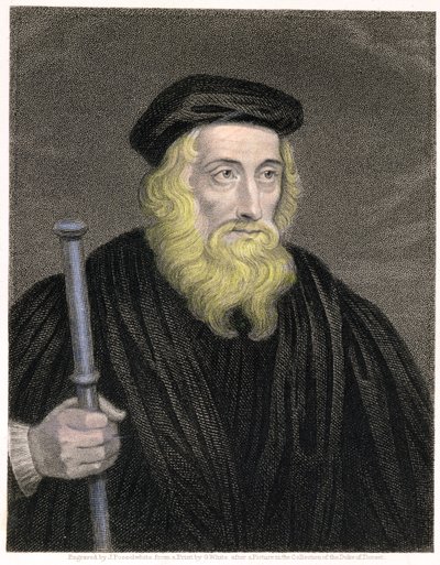 Portrait de John Wycliffe (c.1330-84) gravé par James Posselwhite (1798-1884) d