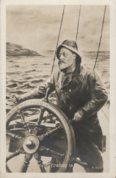 Portrait du roi Édouard VII à la barre du HMS Britannia - English School