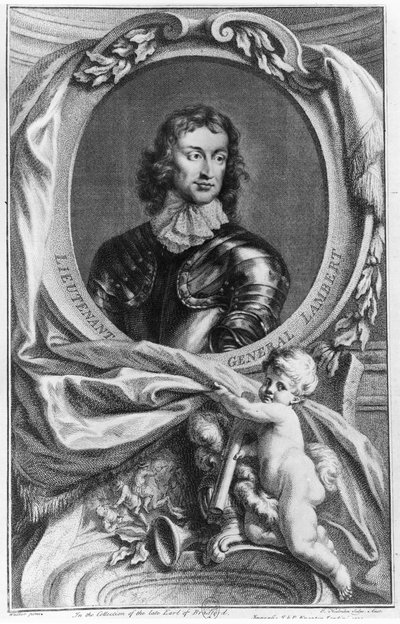 Portrait du lieutenant général John Lambert (1619-83) gravé par Jacobus Houbraken (1698-1780) - English School
