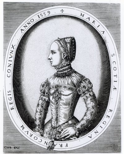 Portrait de Marie Stuart (1542-87) gravé par Hieronymus Cock, 1559 - English School