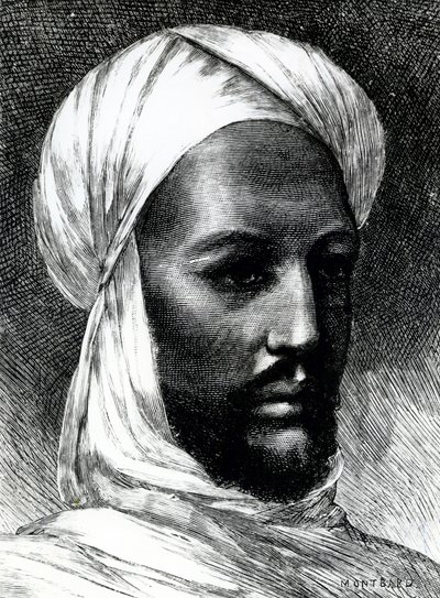 Portrait de Muhammad Ahmad (1844-1885), connu sous le nom de Mahdi, chef des derviches en guerre contre les Britanniques en 1884, guerres coloniales, Soudan - English School