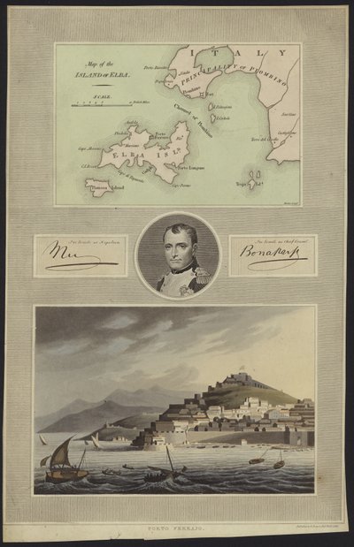 Portrait de Napoléon Bonaparte avec une carte et une vue d