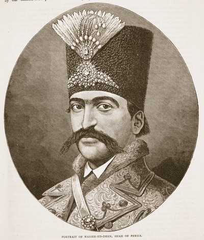 Portrait de Nasser-ed-Deen, Shah de Perse, illustration de Cassells Illustrated History of England - English School