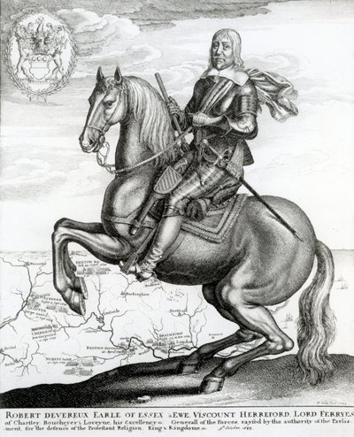 Portrait de Robert Devereux à cheval - English School