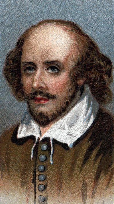 Portrait de William Shakespeare, dramaturge anglais - De la série "Leaders of Men" - Chromolithographie - École anglaise, XXe siècle - English School