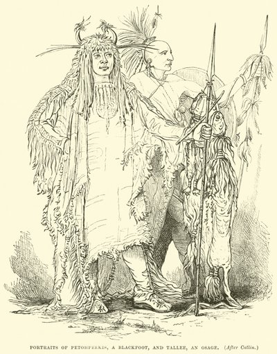 Portraits de Petohpeekis, un Pied-Noir, et Tallee, un Osage - English School
