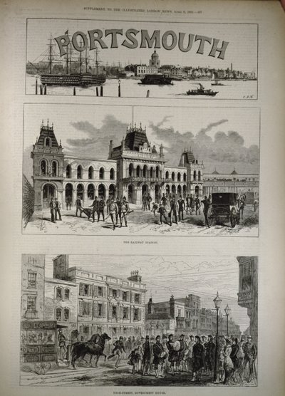 Portsmouth : La gare et la rue principale, Government House, de 