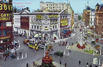Carte postale représentant Piccadilly Circus vers 1928 - English School