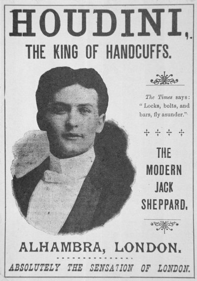 Affiche publicitaire pour une performance de Houdini à l
