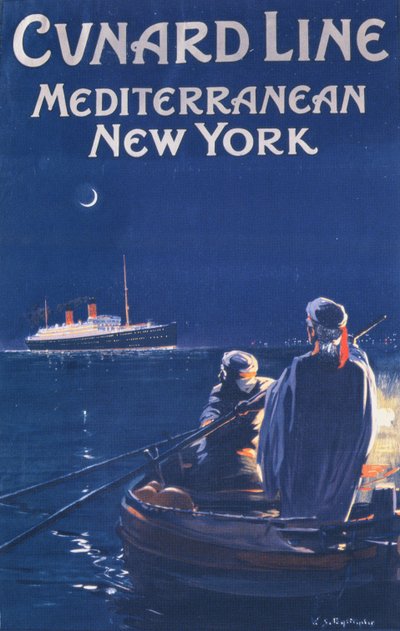 Affiche publicitaire pour la Cunard Line - English School