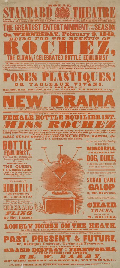 Affiche pour le Royal Standard Theatre, 9 février 1848 - English School