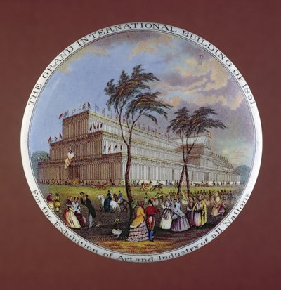 Couvercle de pot représentant Crystal Palace, par T.J. et J. Mayer, Dale Hall, Longport, Staffordshire - English School